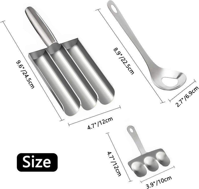 AMUSCHAT Triple Meatball Maker With Cutting Spade + Meat Ball Scoop, Stainless Steel Manual Home Meat Ball Maker, Kitchen Mould for Quick Making Hush Puppy, Fritter, Sweet Ball, Rice Ball, Chicken Meatball - Image 2